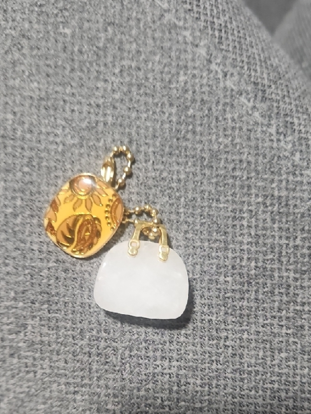 Sunflower Accent Yellow and White Pendant Necklace, With Rose Quartz. A Stone. - Picture 2 of 6